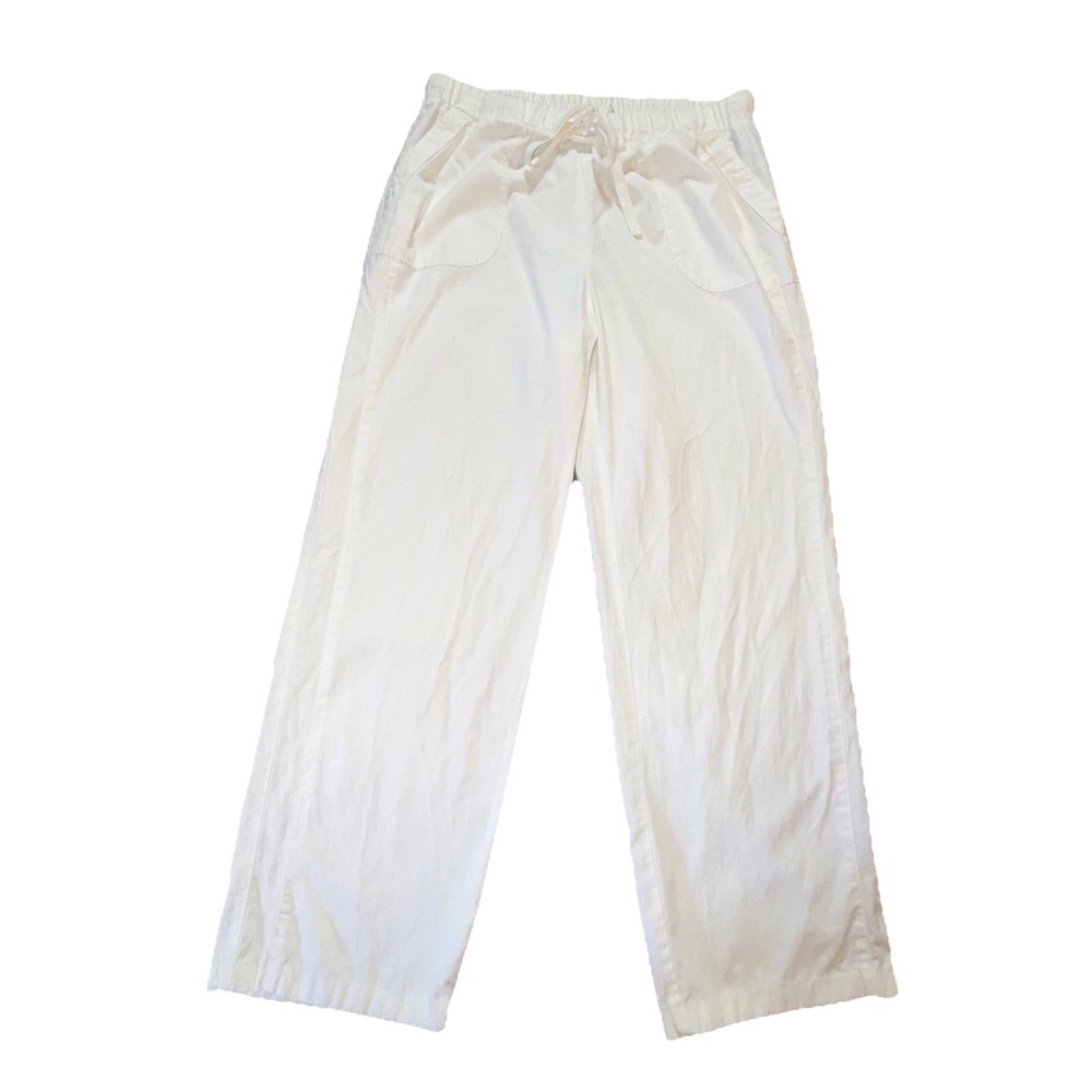 Chico's Zenergy Lyocell White Drawstring Waist Pull-On Pants Size M 31X28